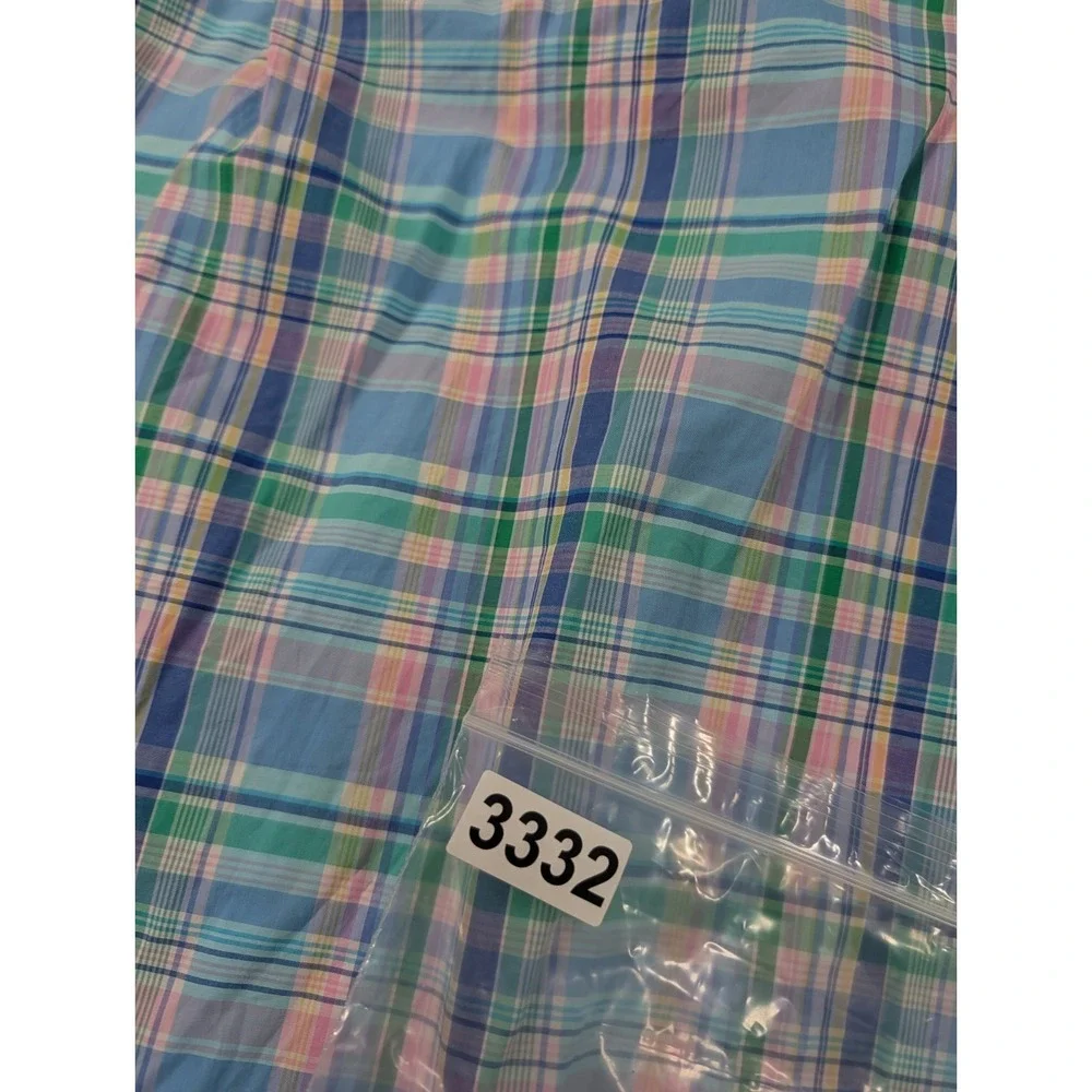 Ralph Lauren Men 4XLT Plaid Button Down Shirt  Blue Pink Check Long Sleeve Pony